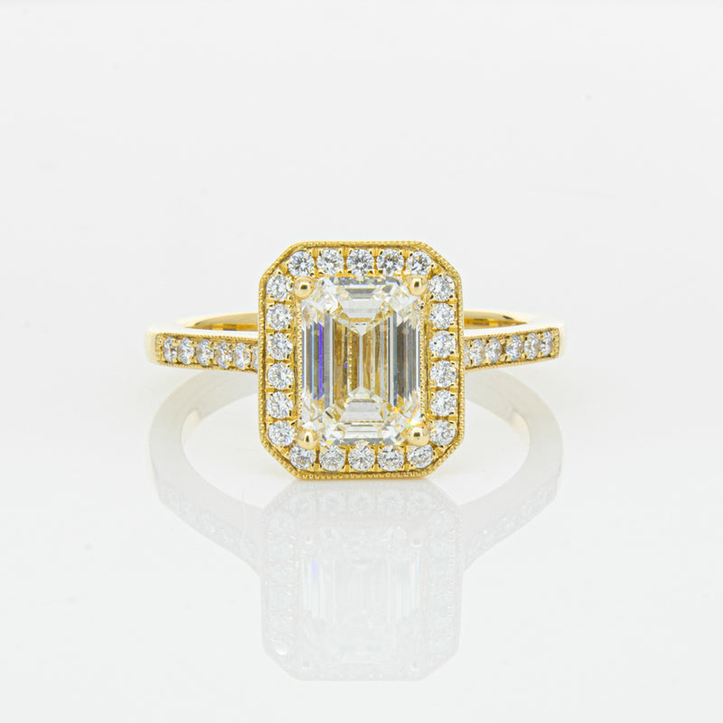 18ct Yellow Gold 1.51ct Emerald Cut Diamond Aria Ring-Ring-Walker & Hall