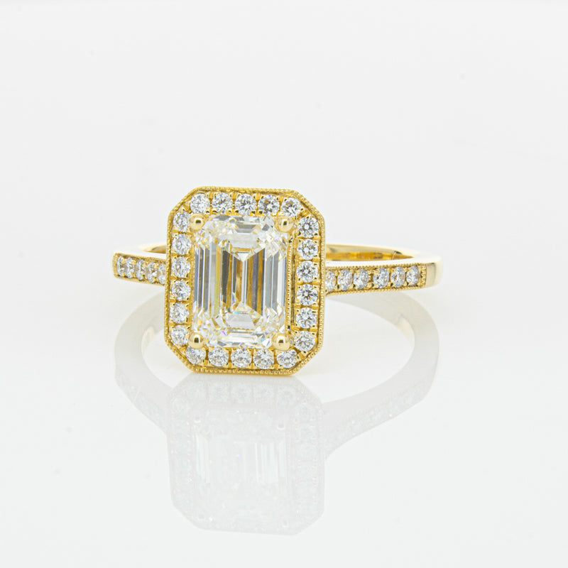 18ct Yellow Gold 1.51ct Emerald Cut Diamond Aria Ring-Ring-Walker & Hall