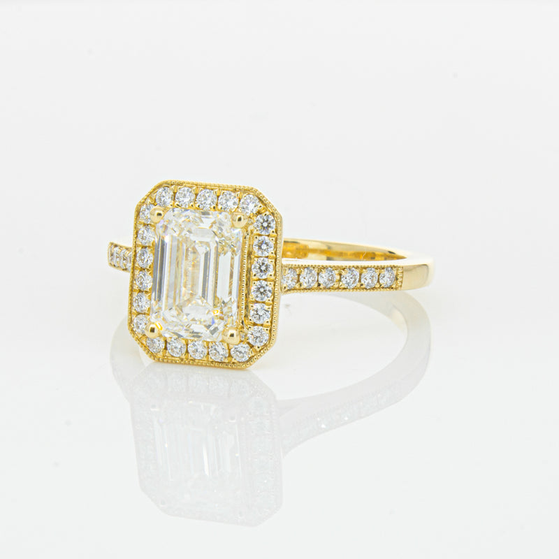 18ct Yellow Gold 1.51ct Emerald Cut Diamond Aria Ring-Ring-Walker & Hall