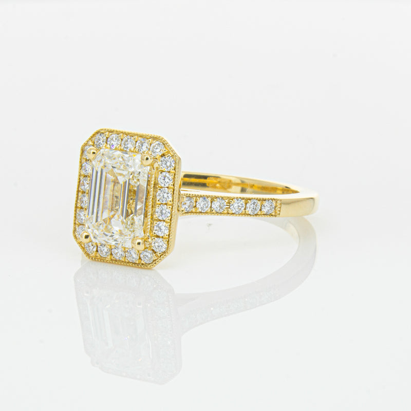18ct Yellow Gold 1.51ct Emerald Cut Diamond Aria Ring-Ring-Walker & Hall