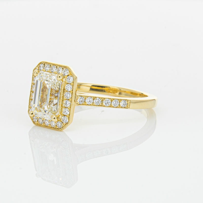18ct Yellow Gold 1.51ct Emerald Cut Diamond Aria Ring-Ring-Walker & Hall