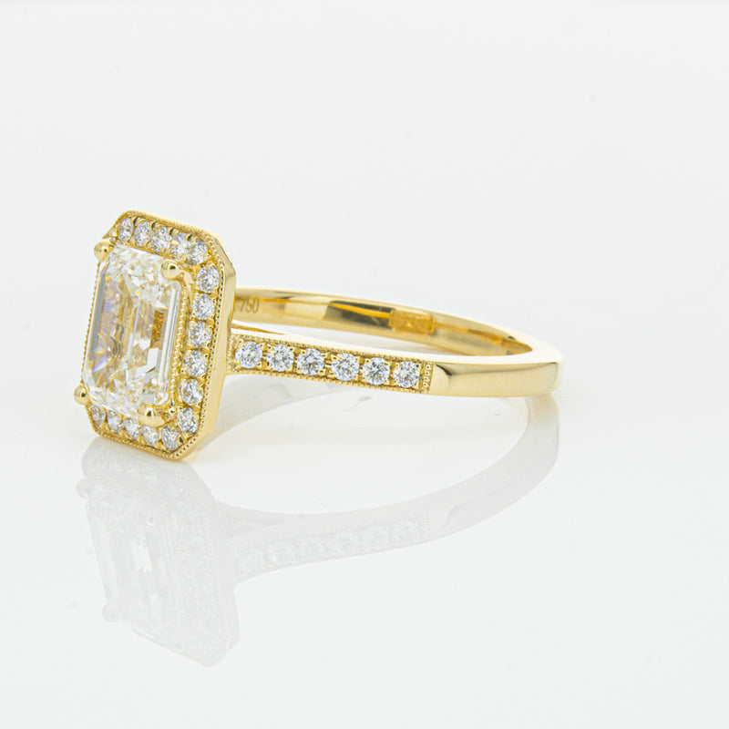 18ct Yellow Gold 1.51ct Emerald Cut Diamond Aria Ring-Ring-Walker & Hall