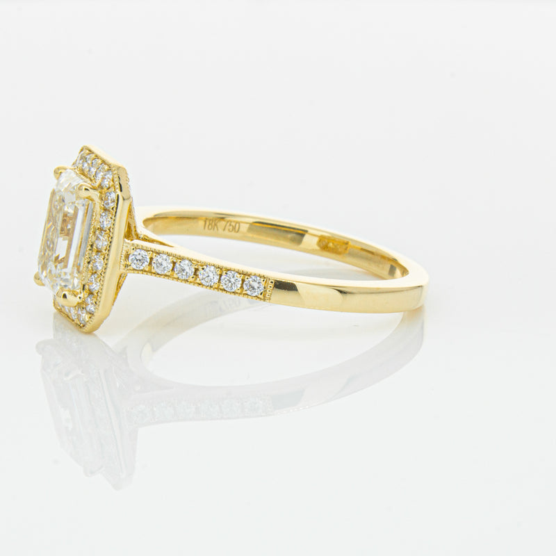18ct Yellow Gold 1.51ct Emerald Cut Diamond Aria Ring-Ring-Walker & Hall