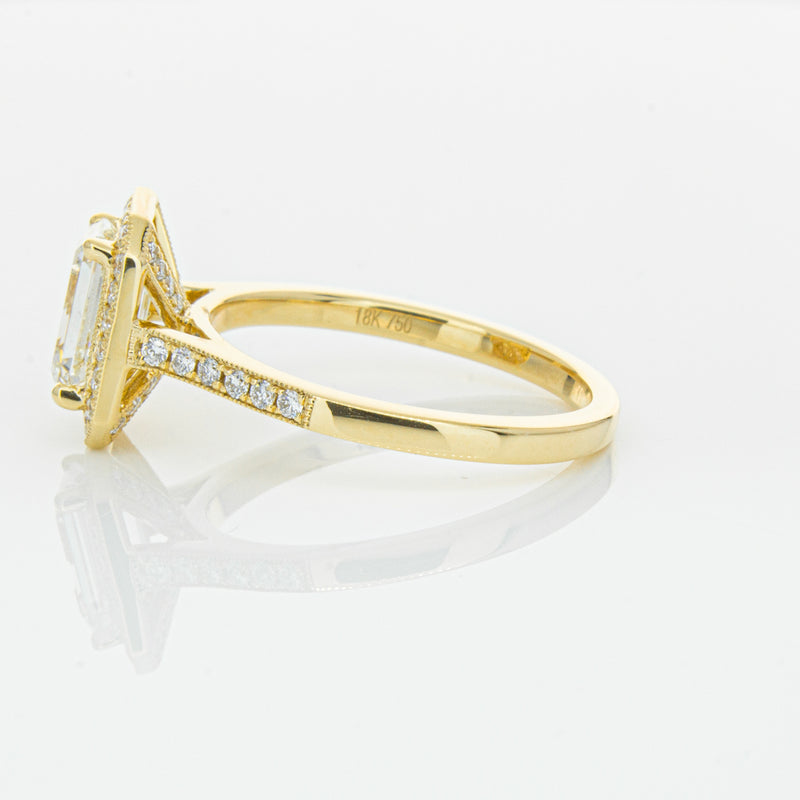 18ct Yellow Gold 1.51ct Emerald Cut Diamond Aria Ring-Ring-Walker & Hall