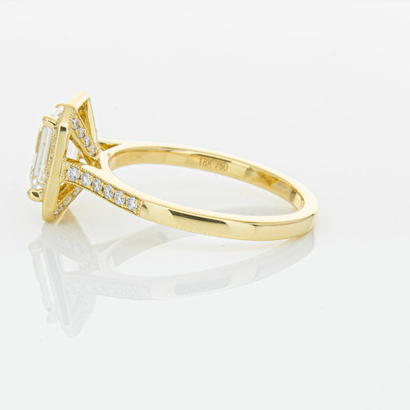 18ct Yellow Gold 1.51ct Emerald Cut Diamond Aria Ring-Ring-Walker & Hall