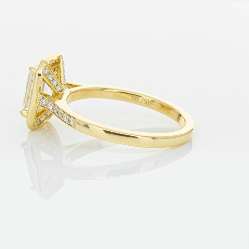 18ct Yellow Gold 1.51ct Emerald Cut Diamond Aria Ring-Ring-Walker & Hall