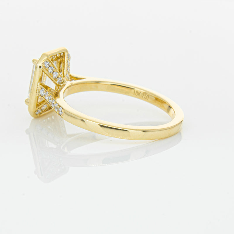 18ct Yellow Gold 1.51ct Emerald Cut Diamond Aria Ring-Ring-Walker & Hall