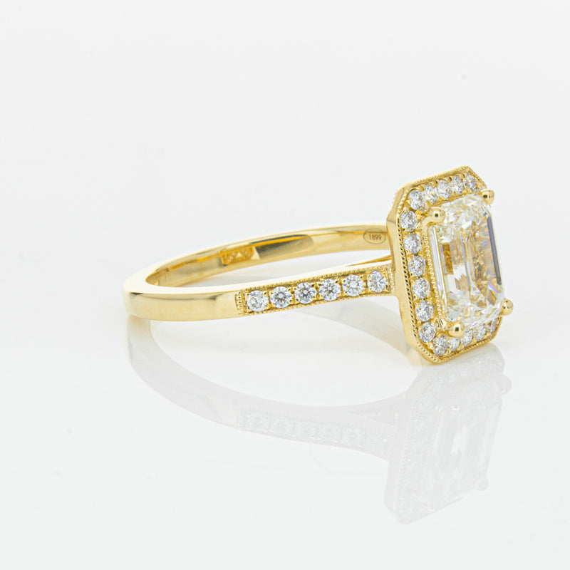 18ct Yellow Gold 1.51ct Emerald Cut Diamond Aria Ring-Ring-Walker & Hall