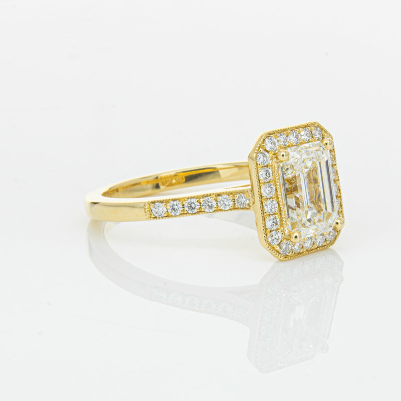 18ct Yellow Gold 1.51ct Emerald Cut Diamond Aria Ring-Ring-Walker & Hall