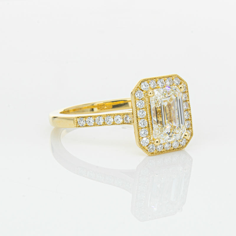 18ct Yellow Gold 1.51ct Emerald Cut Diamond Aria Ring-Ring-Walker & Hall