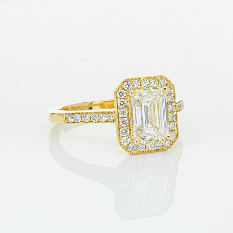 18ct Yellow Gold 1.51ct Emerald Cut Diamond Aria Ring-Ring-Walker & Hall