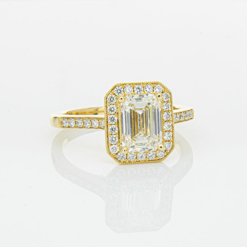 18ct Yellow Gold 1.51ct Emerald Cut Diamond Aria Ring-Ring-Walker & Hall