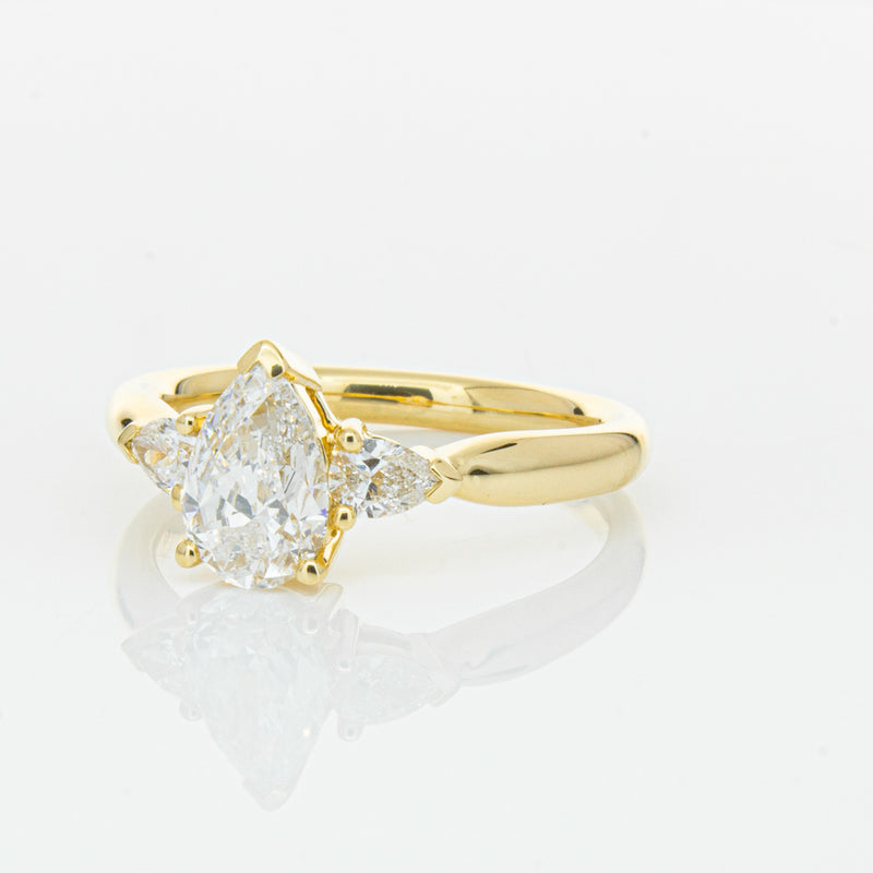18ct Yellow Gold 1.00ct Pear Diamond Ayla Ring-Ring-Walker & Hall