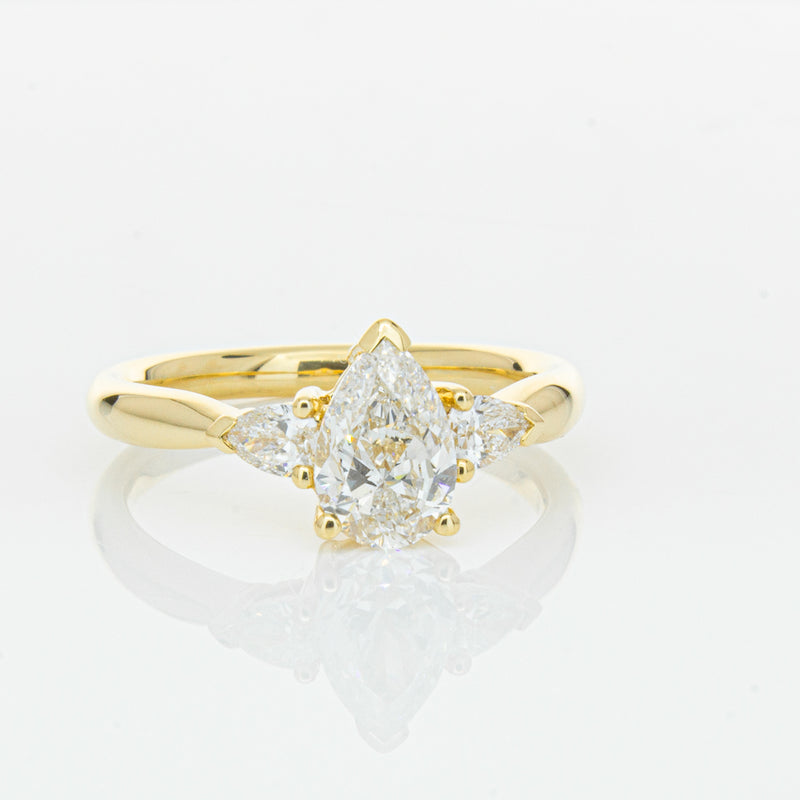 18ct Yellow Gold 1.00ct Pear Diamond Ayla Ring-Ring-Walker & Hall