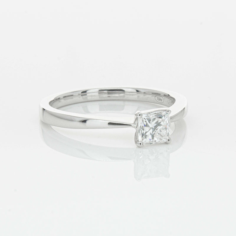 18ct White Gold .47ct Princess Cut Reclaimed Diamond Royale Ring-Ring-Walker & Hall