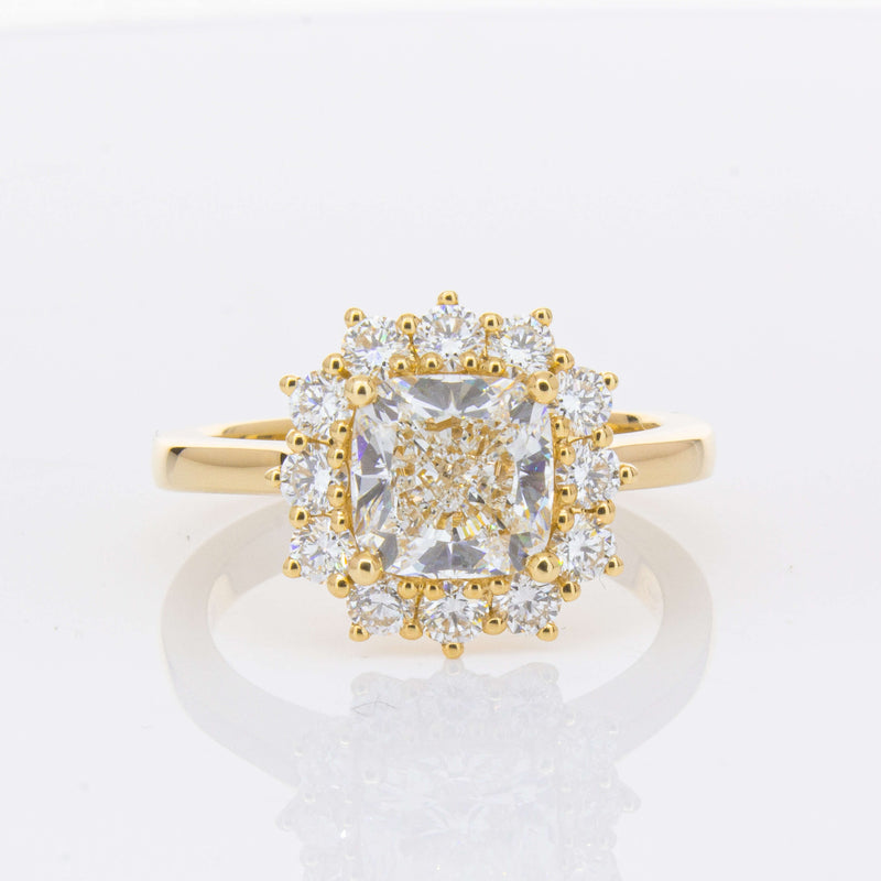 18ct Yellow Gold 2.00ct Cushion Cut Diamond Belle Ring-Ring-Walker & Hall