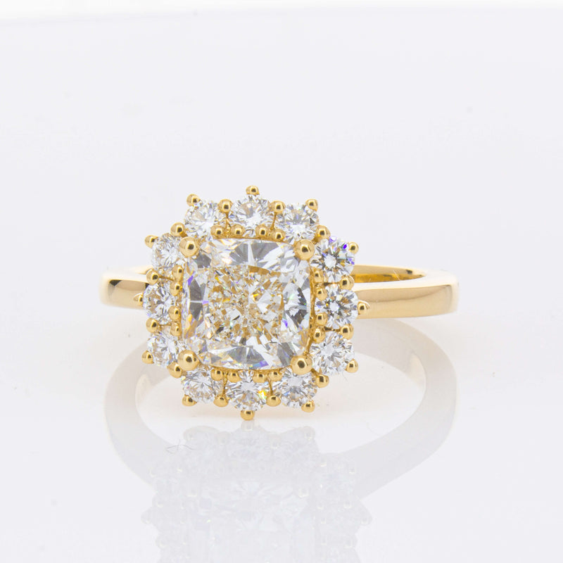 18ct Yellow Gold 2.00ct Cushion Cut Diamond Belle Ring-Ring-Walker & Hall