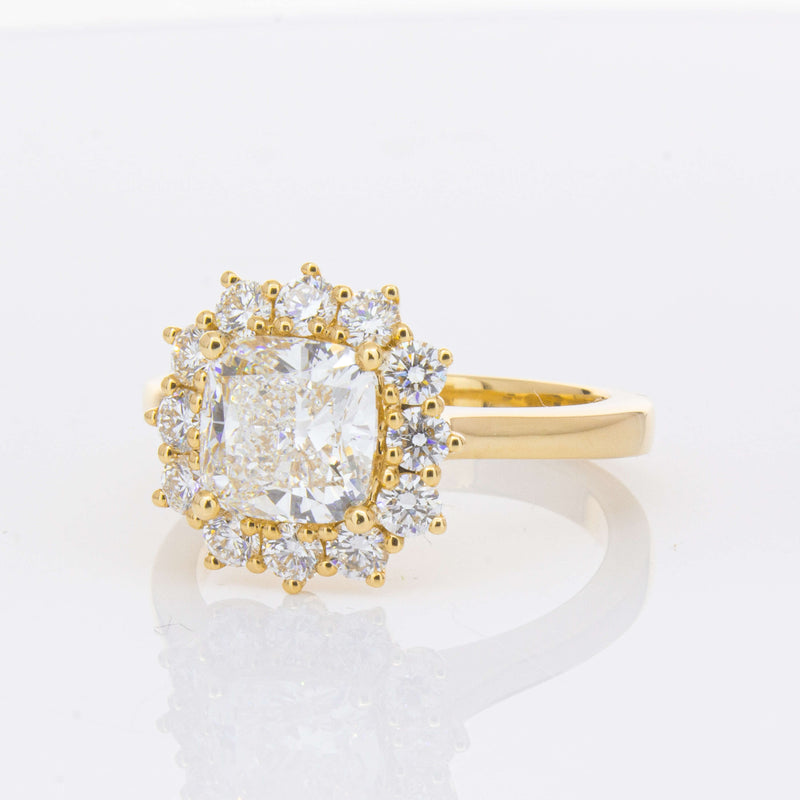 18ct Yellow Gold 2.00ct Cushion Cut Diamond Belle Ring-Ring-Walker & Hall