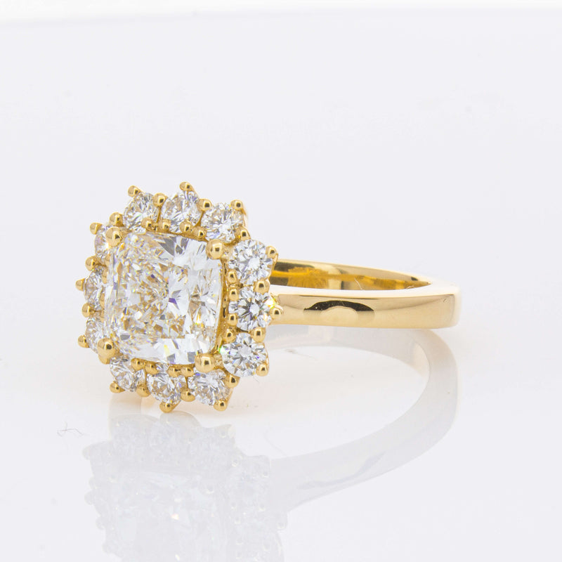 18ct Yellow Gold 2.00ct Cushion Cut Diamond Belle Ring-Ring-Walker & Hall