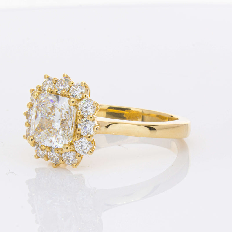 18ct Yellow Gold 2.00ct Cushion Cut Diamond Belle Ring-Ring-Walker & Hall