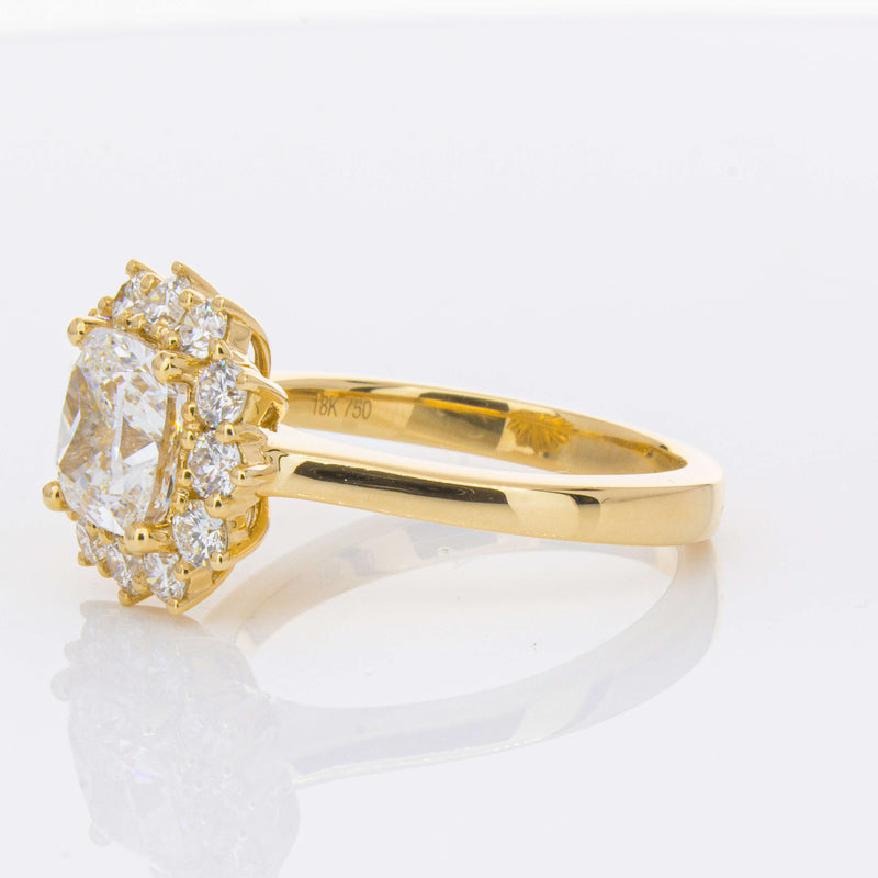 18ct Yellow Gold 2.00ct Cushion Cut Diamond Belle Ring-Ring-Walker & Hall
