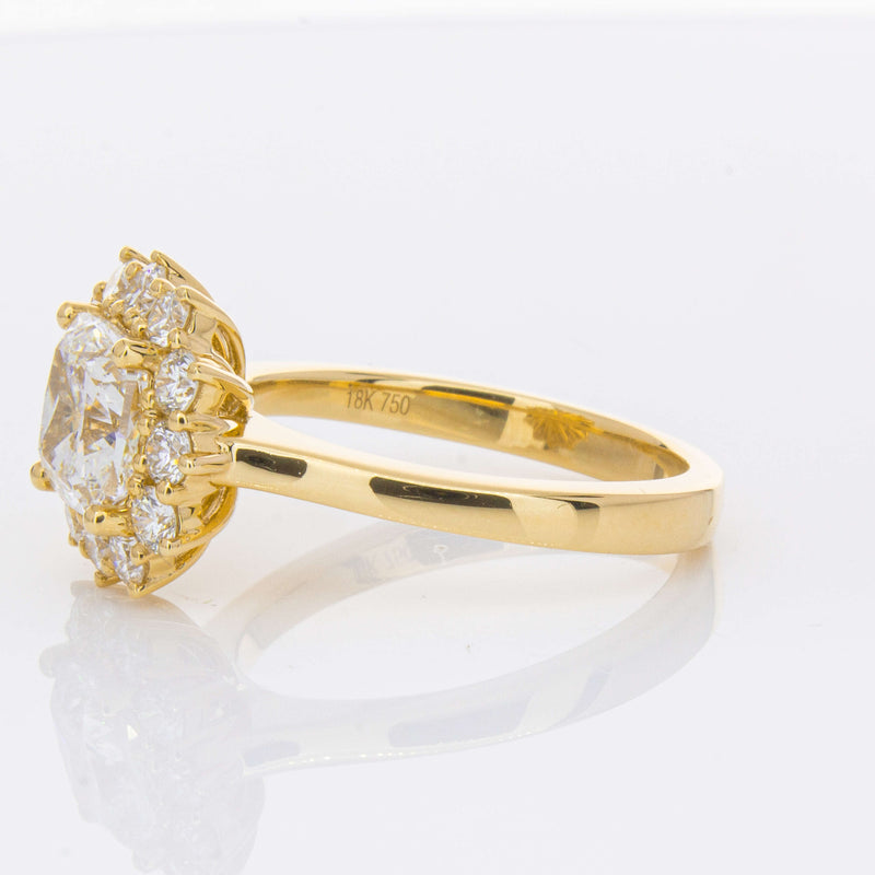 18ct Yellow Gold 2.00ct Cushion Cut Diamond Belle Ring-Ring-Walker & Hall