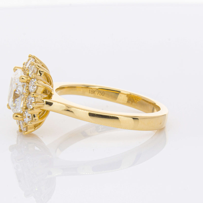 18ct Yellow Gold 2.00ct Cushion Cut Diamond Belle Ring-Ring-Walker & Hall