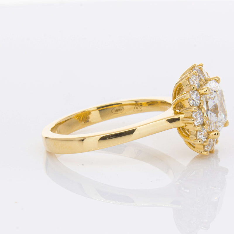 18ct Yellow Gold 2.00ct Cushion Cut Diamond Belle Ring-Ring-Walker & Hall