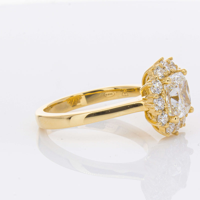 18ct Yellow Gold 2.00ct Cushion Cut Diamond Belle Ring-Ring-Walker & Hall