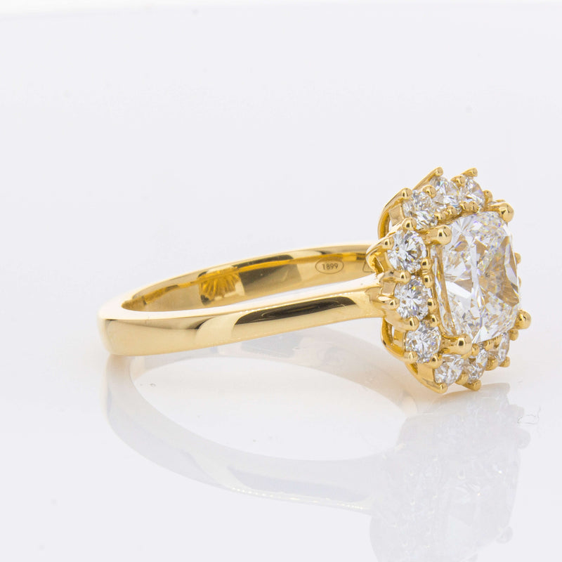 18ct Yellow Gold 2.00ct Cushion Cut Diamond Belle Ring-Ring-Walker & Hall