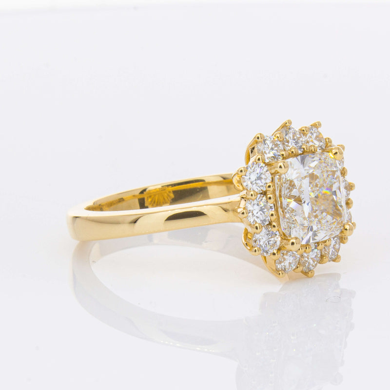 18ct Yellow Gold 2.00ct Cushion Cut Diamond Belle Ring-Ring-Walker & Hall