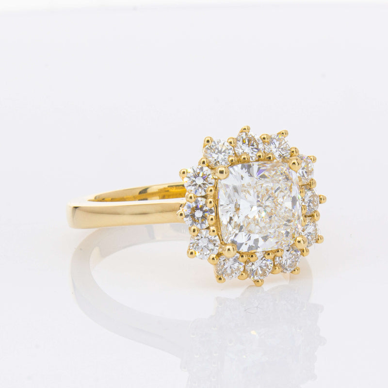 18ct Yellow Gold 2.00ct Cushion Cut Diamond Belle Ring-Ring-Walker & Hall