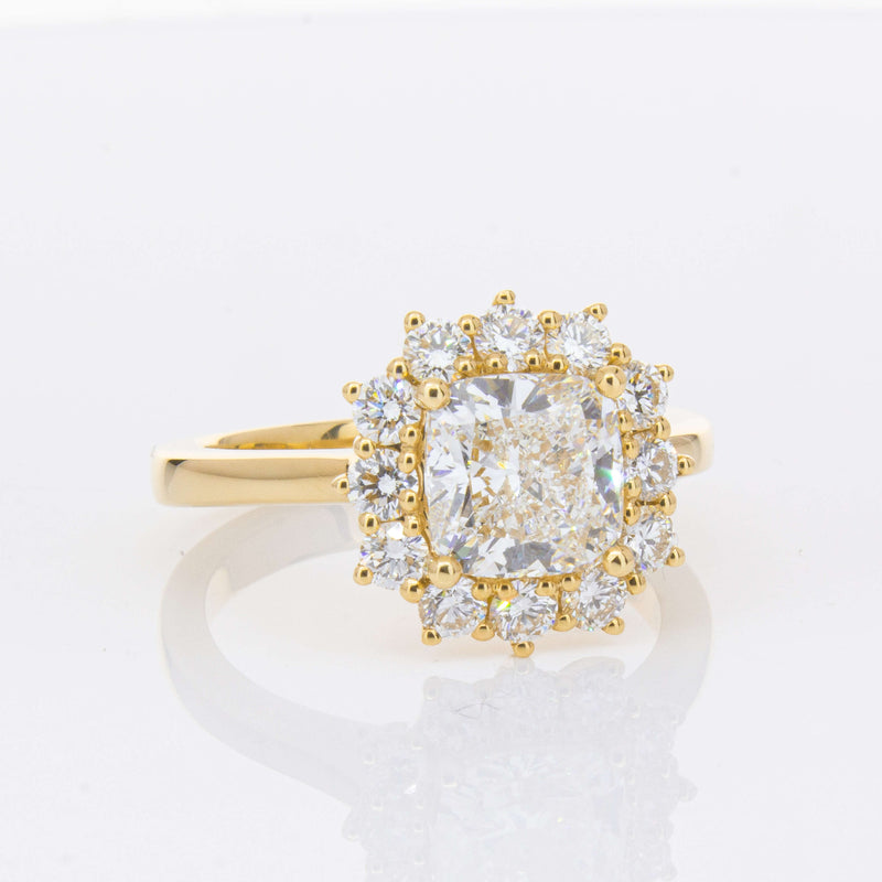 18ct Yellow Gold 2.00ct Cushion Cut Diamond Belle Ring-Ring-Walker & Hall