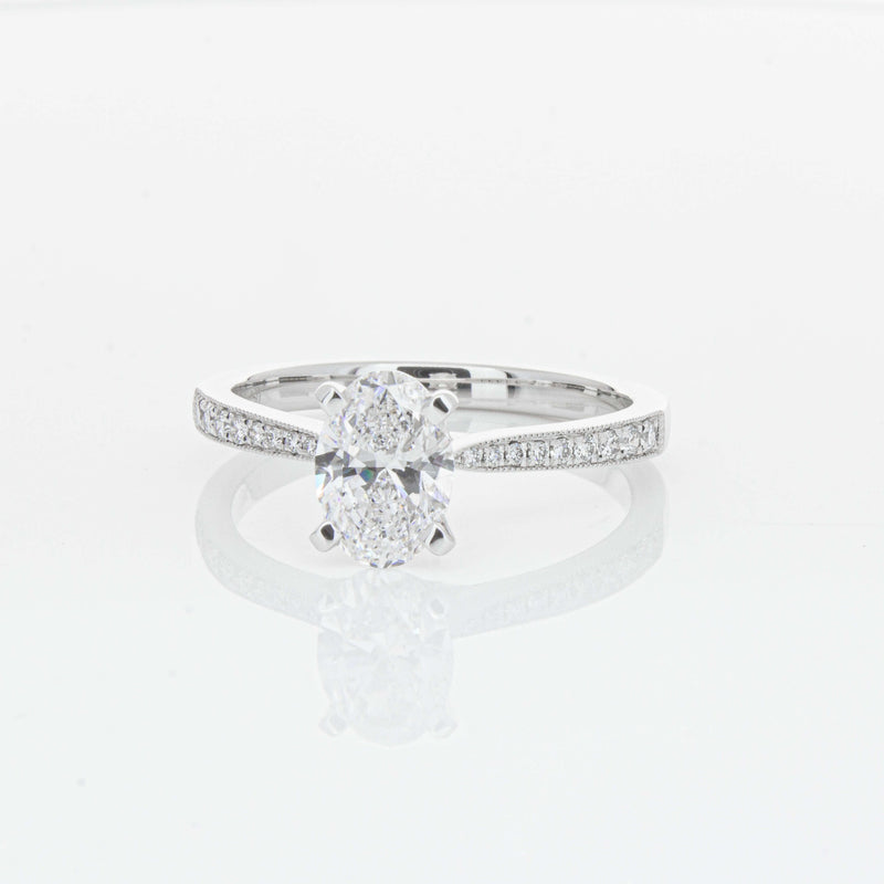 18ct White Gold 1.01ct Oval Cut Diamond Zenith Ring-Ring-Walker & Hall