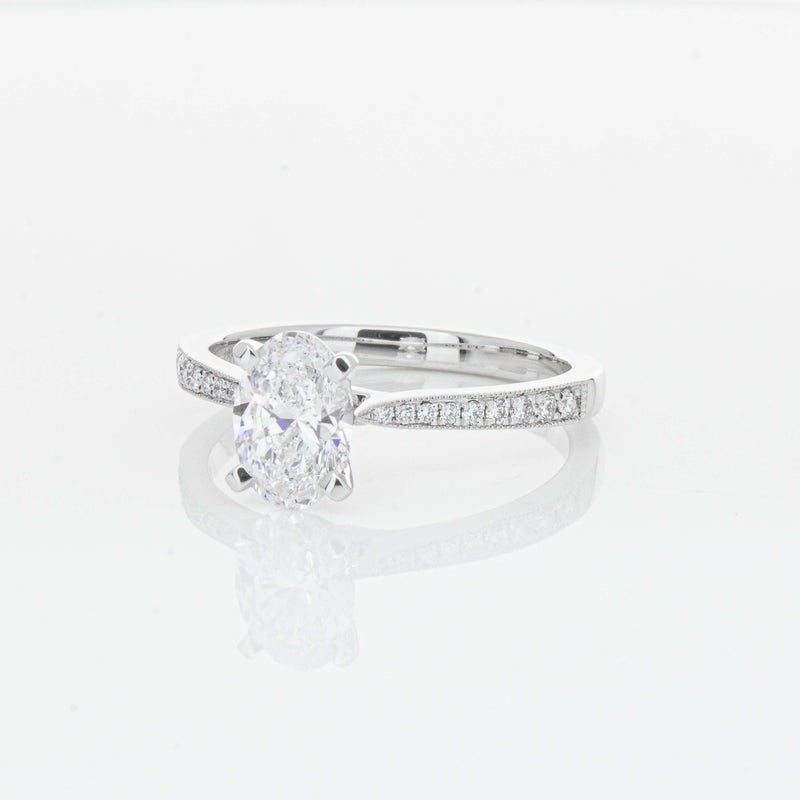 18ct White Gold 1.01ct Oval Cut Diamond Zenith Ring-Ring-Walker & Hall