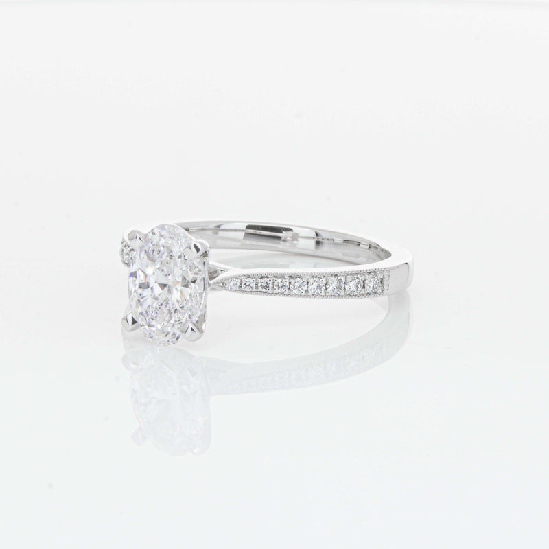 18ct White Gold 1.01ct Oval Cut Diamond Zenith Ring-Ring-Walker & Hall
