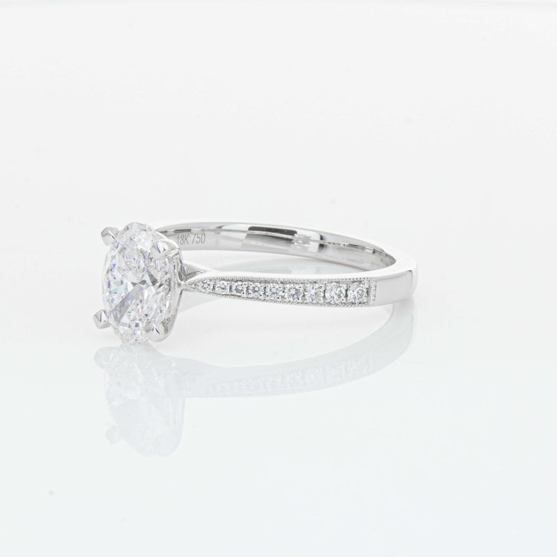 18ct White Gold 1.01ct Oval Cut Diamond Zenith Ring-Ring-Walker & Hall