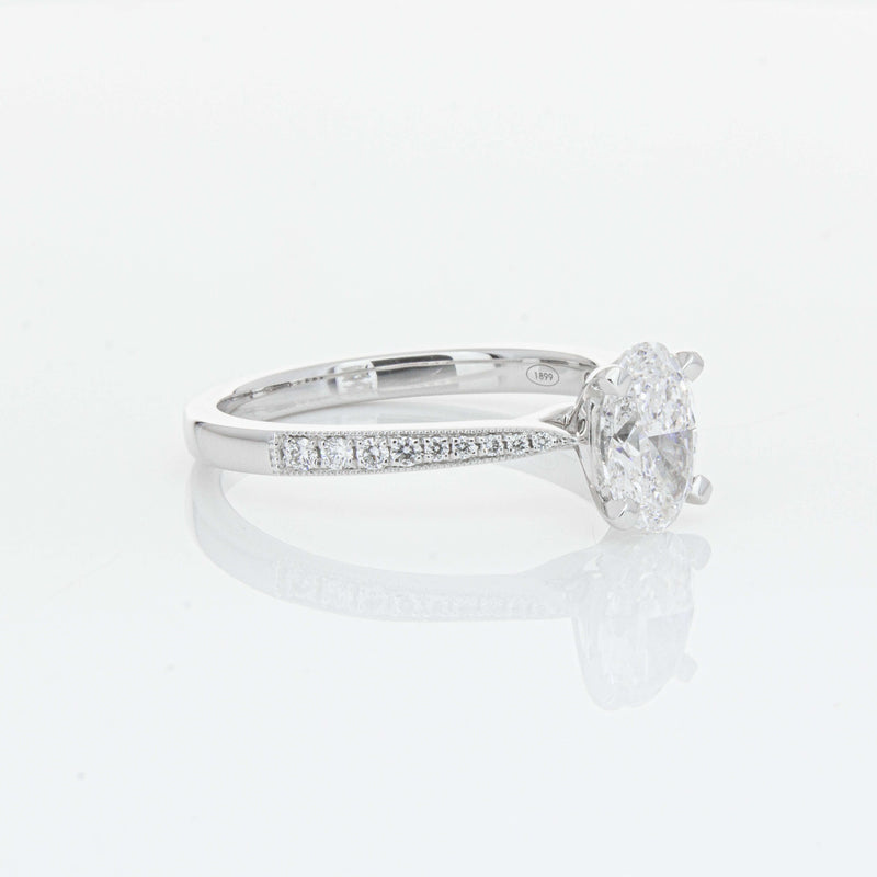 18ct White Gold 1.01ct Oval Cut Diamond Zenith Ring-Ring-Walker & Hall