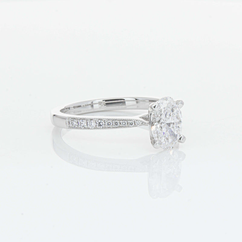 18ct White Gold 1.01ct Oval Cut Diamond Zenith Ring-Ring-Walker & Hall