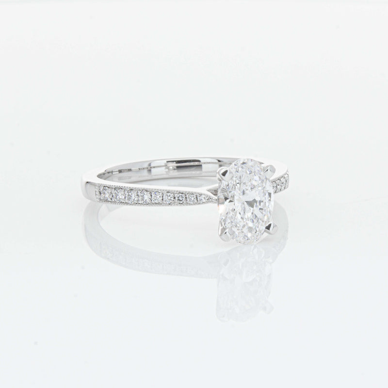 18ct White Gold 1.01ct Oval Cut Diamond Zenith Ring-Ring-Walker & Hall