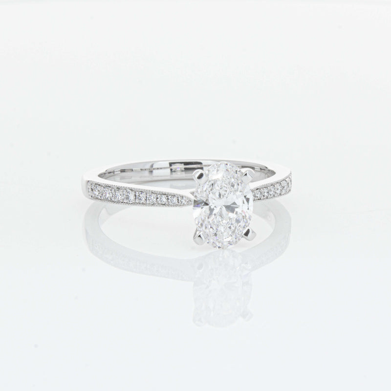 18ct White Gold 1.01ct Oval Cut Diamond Zenith Ring-Ring-Walker & Hall