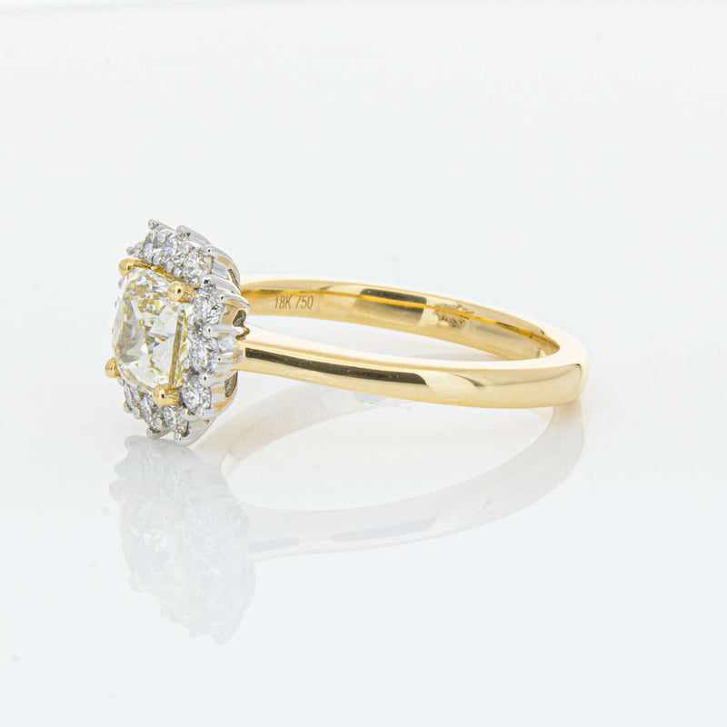18ct Yellow Gold 1.23ct Cushion Cut Yellow Diamond Belle Ring-Ring-Walker & Hall