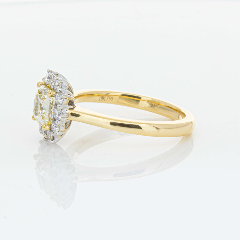 18ct Yellow Gold 1.23ct Cushion Cut Yellow Diamond Belle Ring-Ring-Walker & Hall