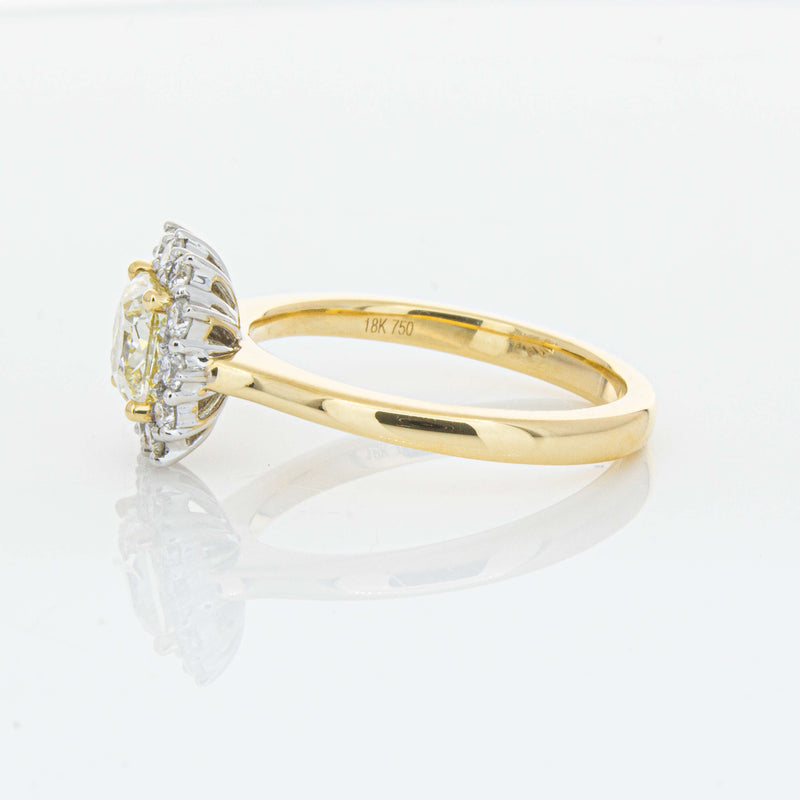 18ct Yellow Gold 1.23ct Cushion Cut Yellow Diamond Belle Ring-Ring-Walker & Hall