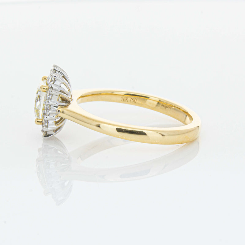 18ct Yellow Gold 1.23ct Cushion Cut Yellow Diamond Belle Ring-Ring-Walker & Hall
