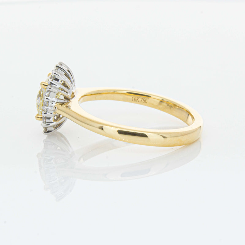 18ct Yellow Gold 1.23ct Cushion Cut Yellow Diamond Belle Ring-Ring-Walker & Hall