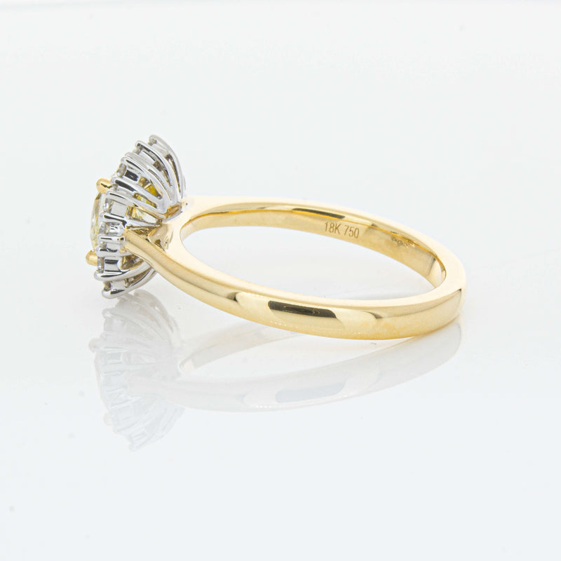 18ct Yellow Gold 1.23ct Cushion Cut Yellow Diamond Belle Ring-Ring-Walker & Hall