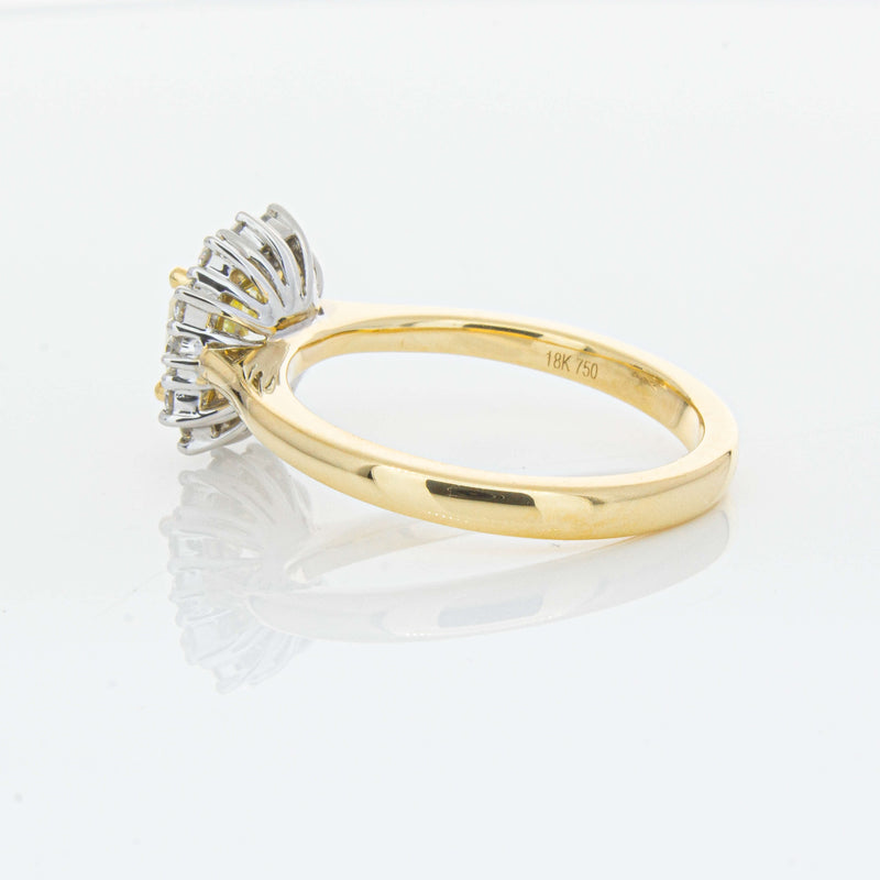 18ct Yellow Gold 1.23ct Cushion Cut Yellow Diamond Belle Ring-Ring-Walker & Hall