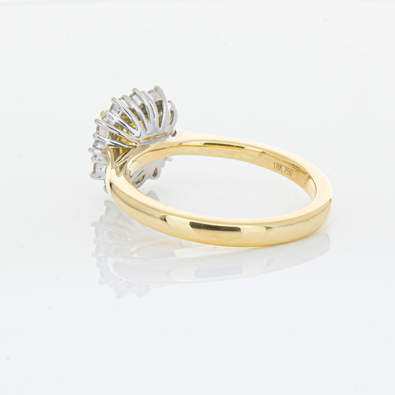 18ct Yellow Gold 1.23ct Cushion Cut Yellow Diamond Belle Ring-Ring-Walker & Hall