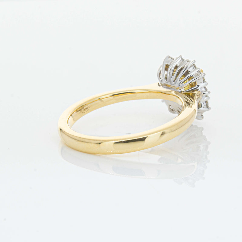 18ct Yellow Gold 1.23ct Cushion Cut Yellow Diamond Belle Ring-Ring-Walker & Hall